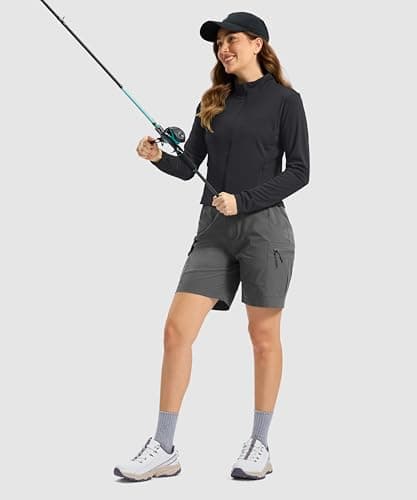 Soothfeel Women's UPF 50+ Sun Protection Athletic Jacket Lightweight Crop Zip Up Long Sleeve SPF Shirts Hiking Workout Pocket Black M - Thumbnail 2