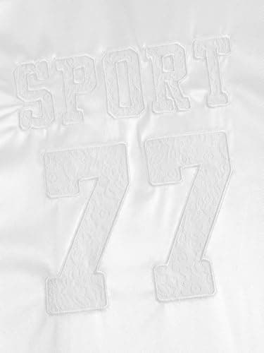 Aelfric Eden Women's Number Lace Jersey Tops Graphic Short Sleeve V Neck Tees Oversized T-Shirt Tops White - Thumbnail 5
