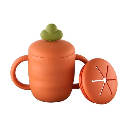 Cozy Rock 2-in-1 Silicone Toddler Straw Cup with Snack Lid, BPA-Free Training Cup for Babies and Toddlers