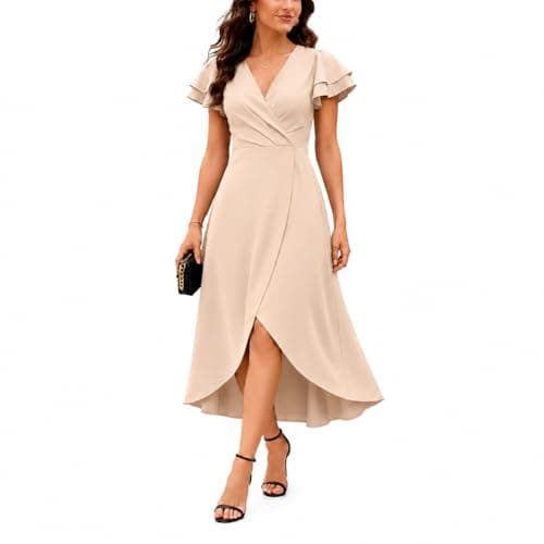 BTBII Women's Black Formal Dresses V Neck Midi Dress Church Dresses for Wedding Cocktail Party Birthday Summer