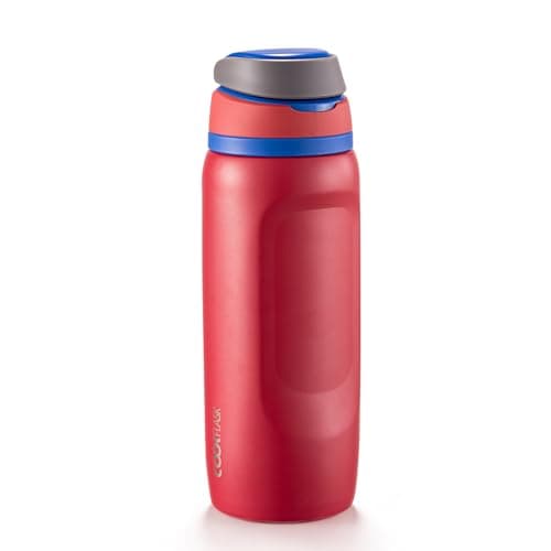 Coolflask MegaSip Stainless Steel Water Bottles 32 oz with Straw, Insulated Water Bottle Leak-Proof, 24+ Hours Cold, BPA-Free Dishwasher Safe, Water Flask for Sports Gym Work Office, Crimson Cobalt