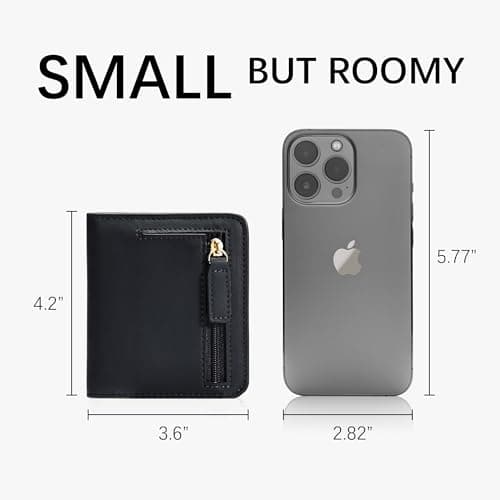 Gostwo Small Wallet for Women, Compact Bifold Credit Card Holder, Slim RFID Blocking Cash Black Wallet, Billfolds Thin Leather Zipper Mini Wallet Gift for Ladies Teen Girls Travel with ID Window - Thumbnail 3