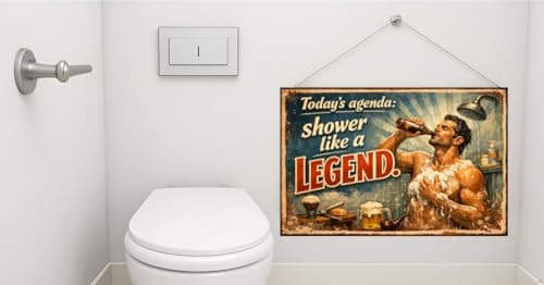 Today's Agenda Shower Like a Legend Vintage Metal Tin Sign 8x12 Inch Funny Bathroom Wall Decor Retro Rustic Humor Plaque for Shower Room Man Cave Bar Home with Pre Drilled Holes - Thumbnail 4