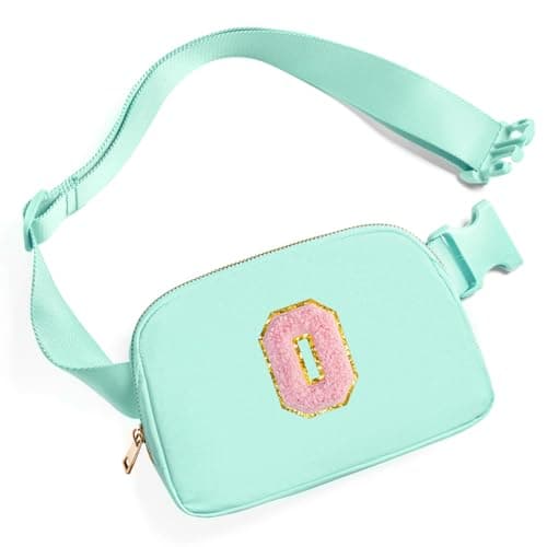 Gitus Belt Bag Fanny Pack Crossbody Bags with Initial Letter Patch Cute Stuff Birthday Gifts for Teenager Girls Trendy Preppy Stuff for Teen Girls Cool Stuff for Teens (Mint Green-O) - Image 1