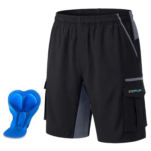 Men's Mountain Bike Shorts 3D Padded Bicycle Biking Shorts Quick Dry Lightweight MTB Cycling Shorts (Black, XL)