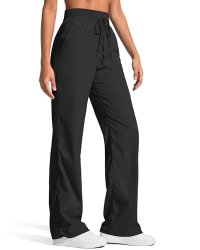 G4Free Women's High Waisted Jogger Sweat Pants Stretchy Drawstring Straight Leg Casual Pants with Pockets Workout Outdoor Summer (Black,XS,Tall) - Image 1