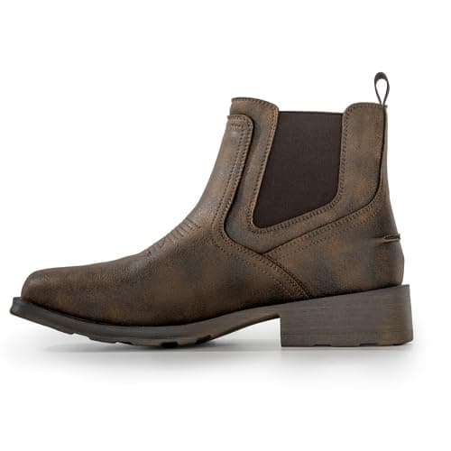WINBIRD Cowboy Boots for Men Square Toe Western Chelsea Boots Slip on Ankle Boots Casual Mens Dress Shoes L001-DBR-PU-8 - Thumbnail 4