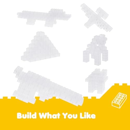 Lekebaby Classic Building Bricks, 200 Piece 2x4 Building Blocks STEM Creative Building Toys Compatible with All Major Brands, Educational Toy for Boys Girls 6 Years Old and Up(2x4 Transparent White) - Thumbnail 3
