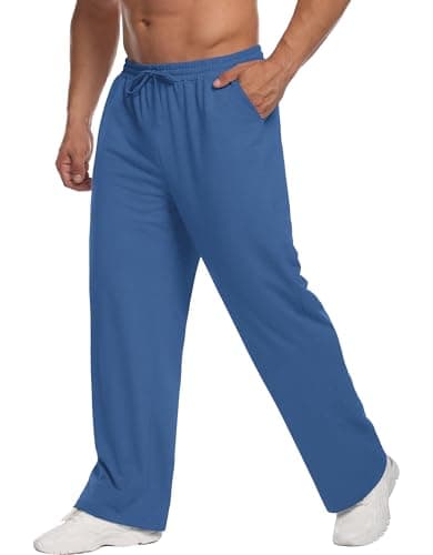 Deyeek Mens Sweat Pants Wide Leg Baggy Gym Sweatpants with Pockets Casual Lounge Pants Big and Tall Blue Sweatpants Men 3XL - Image 1