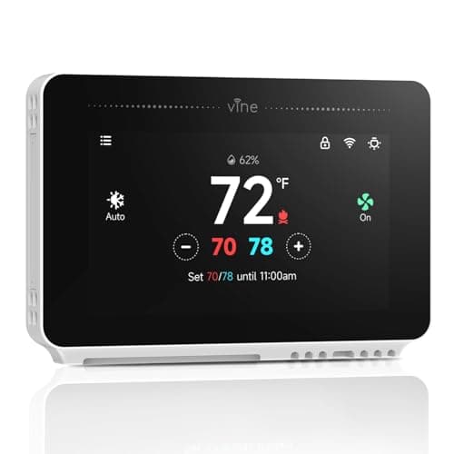 vine Programmable Thermostat for House with 4.3" Touch Screen, WiFi Smart Home Thermostat for AC and Heating, App/Voice Control, Compatible with Alexa and Google Assistant, C-Wire Required, TJ-919T