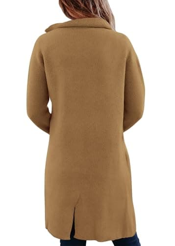KIRUNDO Cardigan Sweaters for Women 2026 Fall Open Front Knit Sweater Jackets Business Casual Long Coatigan Winter Clothing(Khaki, XX-Large) - Thumbnail 2