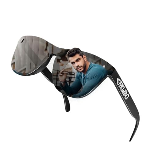 ROCKNIGHT Driving HD Sunglasses Men Polarized UV Protection Outdoor Anti Glare Rimless Sunglasses Black Frame Bridegroom - Image 1