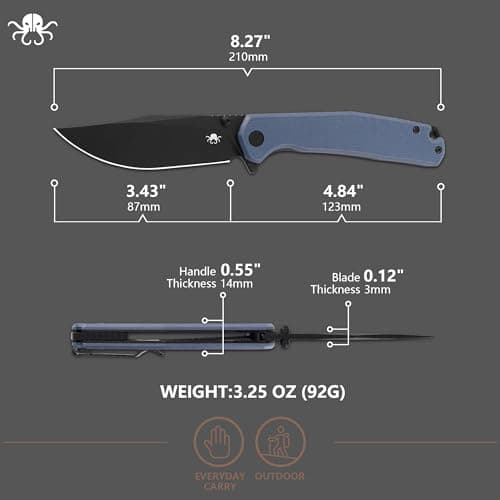 KLAKEN Pocket Knife, Swedish 14C28N Blade Pocket Folding Knife, G10 Handle Folding Pocket Knife for Camping, Hiking, Survival, Outdoor, EDC Clip Knives - Thumbnail 2