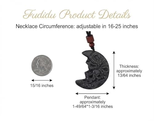 FUDIDU Moon Fox Obsidian Pendant Necklaces, 16-25Inch Adjustable Cord, Mystic Crystal for Intuition and Protection, Bohemian Jewelry for Women & Men, Birthday Gifts for Men, Layering Charm Necklaces - Thumbnail 4