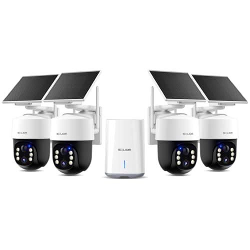 SOLIOM Security Cameras Wireless Outdoor,4K Ultra HD for Day and Night, No Subscription,Built in Radar,Solar Powered Cameras for Home Security, 360° Pan Tilt Auto Tracking,5G & 2.4G WiFi, 4-Cam Kit - Image 1
