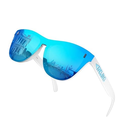 ROCKNIGHT Blue Mirrored Sunglasses Women Polarized UV Protection Trendy White Frame Fashion UV400 Shades - Image 1