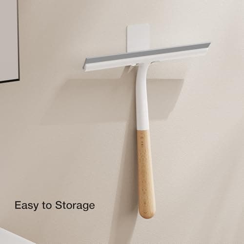 Silicone Shower Squeegee for Glass & Doors, Diveotree Multi-Purpose Squeegee for Bathroom Shower/Windows/Glass/Door, Heavy Duty Scrubber for Car Windshield Cleaning (White, 2pack) - Thumbnail 2