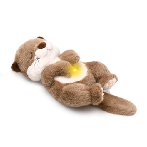 LUKETURE Breathing Otter Plush Toy with Rhythmic Motion, Soft Night Light & White Noise, Calming Plush Companion for Relaxation, Cozy Sleep Aid Stuffed Animal for Home & Travel