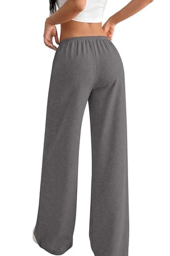 Okiwam Women's Wide Leg Sweatpants Casual Lounge Travel Pants Workout Joggers Fashion Outfits 2026 Summer Clothes-XL Dark Grey - Thumbnail 3