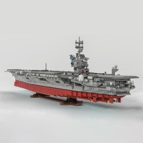 Xbrtmbuild USS Enterprise CVN-65 Aircraft Carrier Building Blocks, 1:350 Nuclear-Powered Battleship Military Bricks with 28 Aircraft, Display Stand, Collector Edition for Adults Gift - 4941 Piece - Thumbnail 5