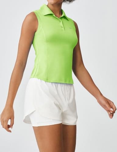 K-Swiss Womens Sleeveless Golf Polo Shirts - ComDry Performance Athletic Workout Collared Tank top for Tennis Yoga Running - Green L - Thumbnail 2