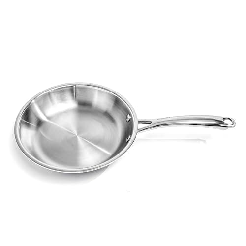 Berghoff Professional Tri-ply 18/10 Stainless Steel Frying Pan 8" Ergonomic Shaped Long Handle Induction Cooktop Fast & Even Heat Oven Safe