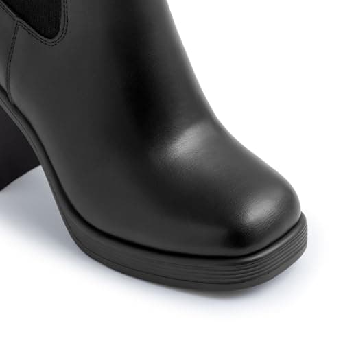 Athelfit Women's Chunky Heel Platform Chelsea Ankle Boots Black Size 6 - Thumbnail 5