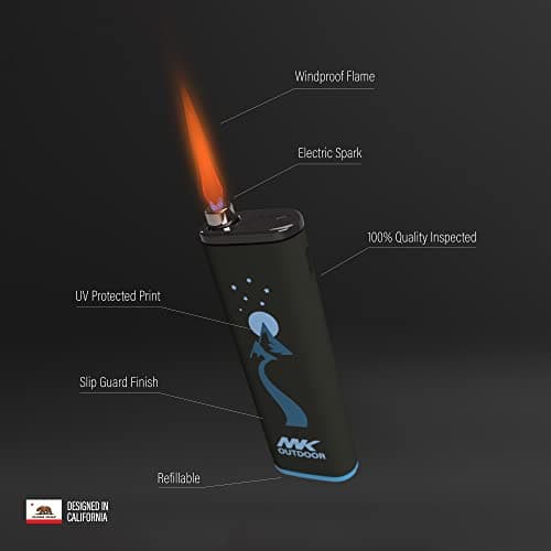 MK Lighter Outdoor Series Alpine Set 5-Pack Assorted Design Multipurpose Refillable, Windproof Flame, Slip Guard Candle & BBQ, Prepping & Camping Supplies, Survival Lighters (OUTDOORSMEN) - Thumbnail 3