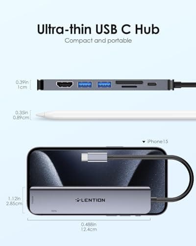 LENTION Laptop Docking Station Dual Monitor 4K@60Hz 7-in-1 USB C Hub Multiport Adapter with PD 100W Fast Charging, 2 USB A 3.0 Ports, SD&Micro SD Card Reader for 2025-2016 MacBook Pro/Air, MacBook Neo - Thumbnail 6