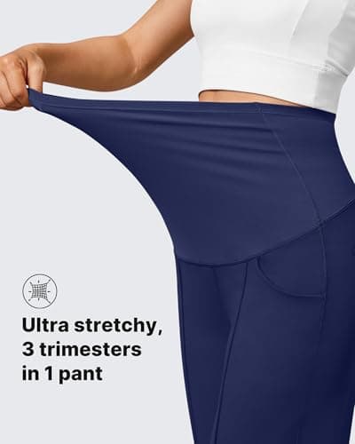 G4Free Pregnancy Shorts Over Bump Maternity Summer Activewear with Pockets Casual Elastic Waist Postpartum Shorts Comfy(Royal Blue,L,6'') - Thumbnail 4