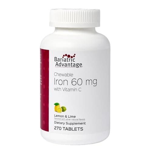 Bariatric Advantage Chewable Iron 60 mg - for Bariatric Surgery Patients - Iron with Vitamin C - No Iron Taste - Carbonyl Iron Supplement - Lemon & Lime - 270 Count - Image 1