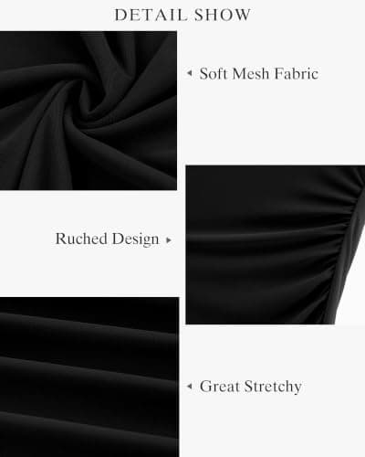 BTFBM Women's Maxi Dresses Fall 2026 Long Sleeve Ruched Bodycon Dress Square Neck Cocktail Party Wedding Guest Dresses(Black,X-Large) - Thumbnail 5