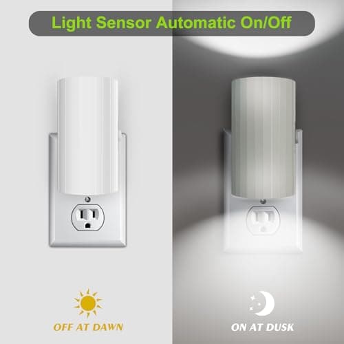 Modern Led Night Lights - Sensor Dusk To Dawn, 5000K Daylight White, Dimmable 0-100 LM, 2 Pack for Bathroom, Bedroom, Kitchen, Toilet, Hallway - Thumbnail 2