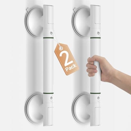 DOZAWA Grab Bars for Shower 2 Pack, Heavy Duty Shower Handles for Elderly Suction Removable, 17.7 Inch No-Drill Bathroom Safety Bars for Seniors & Handicap Assist - Image 1