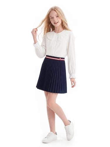 Barry Banny Girls Navy Knit Pleated Skirt with Elastic Waist A Line School Uniform Casual Skirt for Teen 16Y - Thumbnail 6