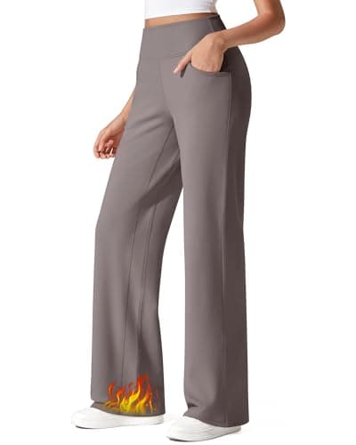 G4Free Womens Sweatpants High Waist Wide Leg Stretchy Lounge Pants with Pockets Winter Warm Casual Trousers for Daily Travel (Taupe,L,29") - Image 1