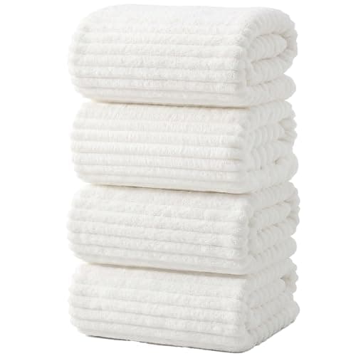 NALIVO 4 Pack Microfiber Bath Towels, 30x60 Inches Oversized Bath Sheets for Adults, Super Absorbent & Quick Dry Shower Towels, Lint Free Lightweight Body Towels for Bathroom, Gym & Travel (White) - Image 1