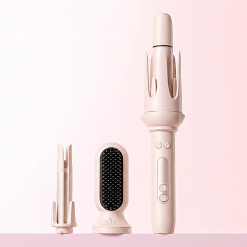 DYHOO 3 in 1 Automatic Hair Curler Set, 1"&1.25" Barrels with Straightening Brush, 3 Temp, Negative Ion Hair Styler for Beach Waves, Loose Curls & Straight Hair, Travel Light