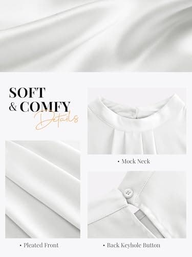 Funlingo Satin Blouses for Women Silk Tank Tops Dressy Casual Business Work Shirts Summer Trendy Basic White Camisole Tops 2026 S - Thumbnail 5