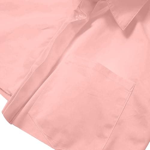 Asymmetrical Button Up Tops for Women Casual Long Sleeve Collared Shirts Top Pink XL - Thumbnail 6