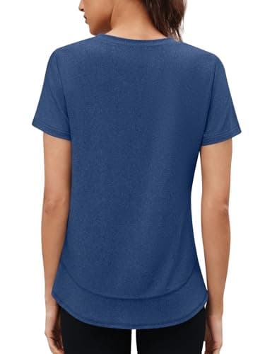 3rd hill Womens Workout Tops Short Sleeve Crewneck Sports Yoga Running Shirts Quick Dry Outfits Deep Blue S - Thumbnail 6