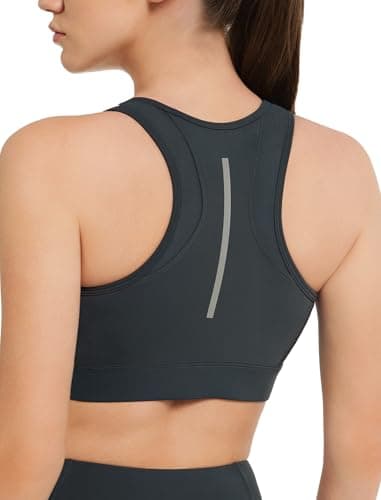 Yvette Front Zipper Sports Bras for Women High Support Color Blocking Plus Size Sports Bra High Impact for Running Workout,Haze Blue, 5XL+ - Image 1