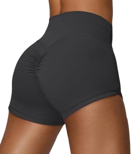 Bbao Dream Women's High Waisted Booty Shorts 3" - No Front Seam, Scrunch Butt Lifting, Tummy Control for Gym, Running, Yoga Black - Thumbnail 5