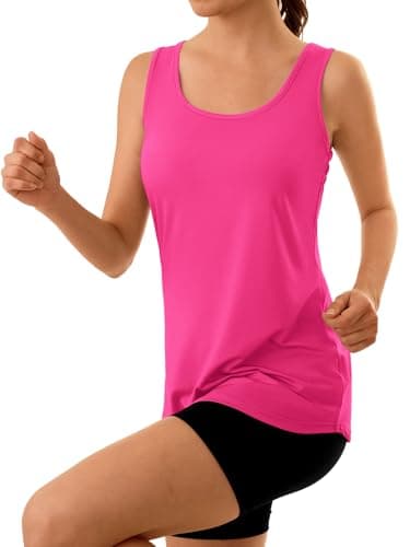 3rd hill Women's Workout Tank Tops Racerback Quick Dry Sleeveless Shirt for Yoga Running Gym Loose Fit Athletic Tanks Rose Red L - Thumbnail 2
