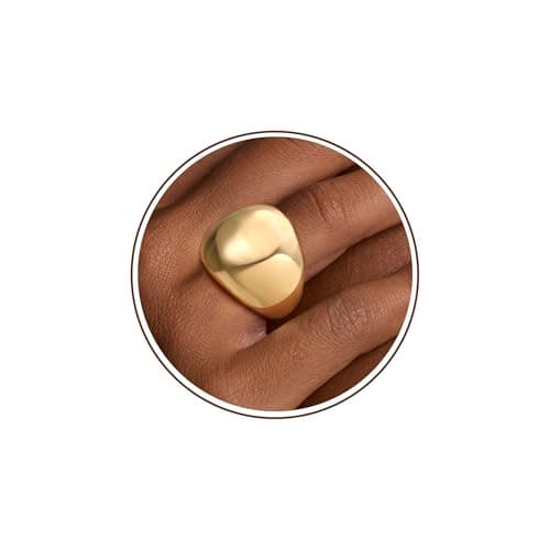 Sistble Chunky Gold Rings Gifts for Women 14K Gold Plated Statement Rings Stackable Dome Thumb Pinky Gold Rings Size 6 Jewelry Birthday Anniversary Christmas Stocking Stuffers for Women teens - Image 1
