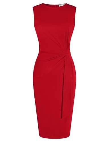 GRACE KARIN Women Work Dress,Bodycon Pencil Business Dresses,Sleeveless Cocktail Dresses Knee Length Bright Red XXL - Image 1