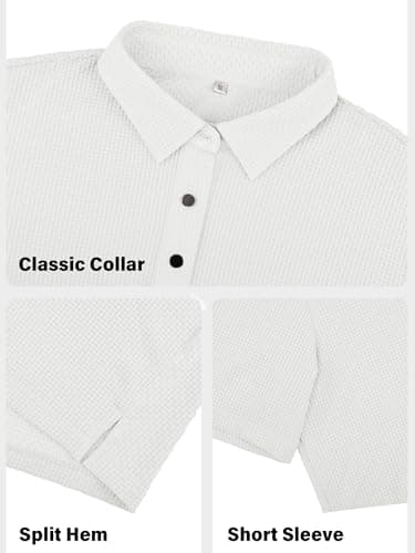 JEMLDL Men's Jacquard Sports Golf Polo Shirts Moisture Wicking Breathable Short Sleeve Performance Dry Fit Polo Shirts White M - Thumbnail 5