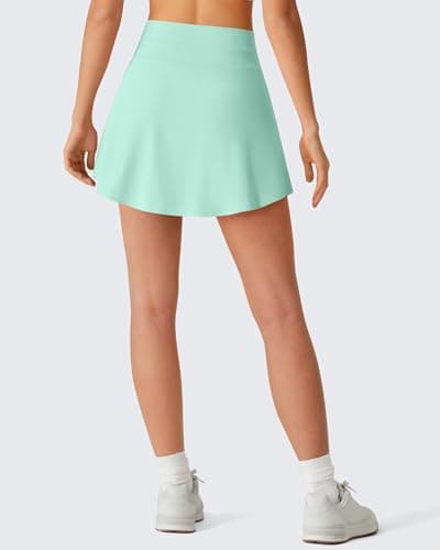 G4Free Golf Skorts for Women with Pockets High Waisted Skirt Drawstring Workout Summer Tennis Skort with Built-in Shorts Pickleball (Mint,L) - Thumbnail 4