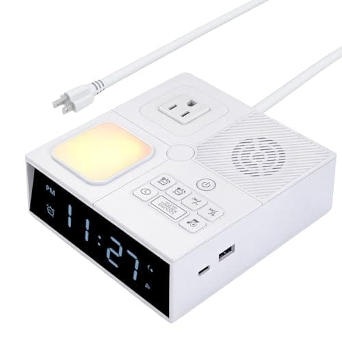 White Noise Sound Machine with Dual Alarm Clock - Soft Night Light 41 Non Looping Sounds USB Port Charger 3 Timers Memory Function 31 Adjustable Volume Sleep Sound Machine for Adult & Home Bedroom