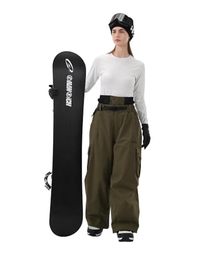 HIGH EXPERIENCE Snowboard Pants for Women Men Baggy Ski Pants Snow Loose Warm Insulated Winterproof Waterproof (Army Green, Large) - Thumbnail 3